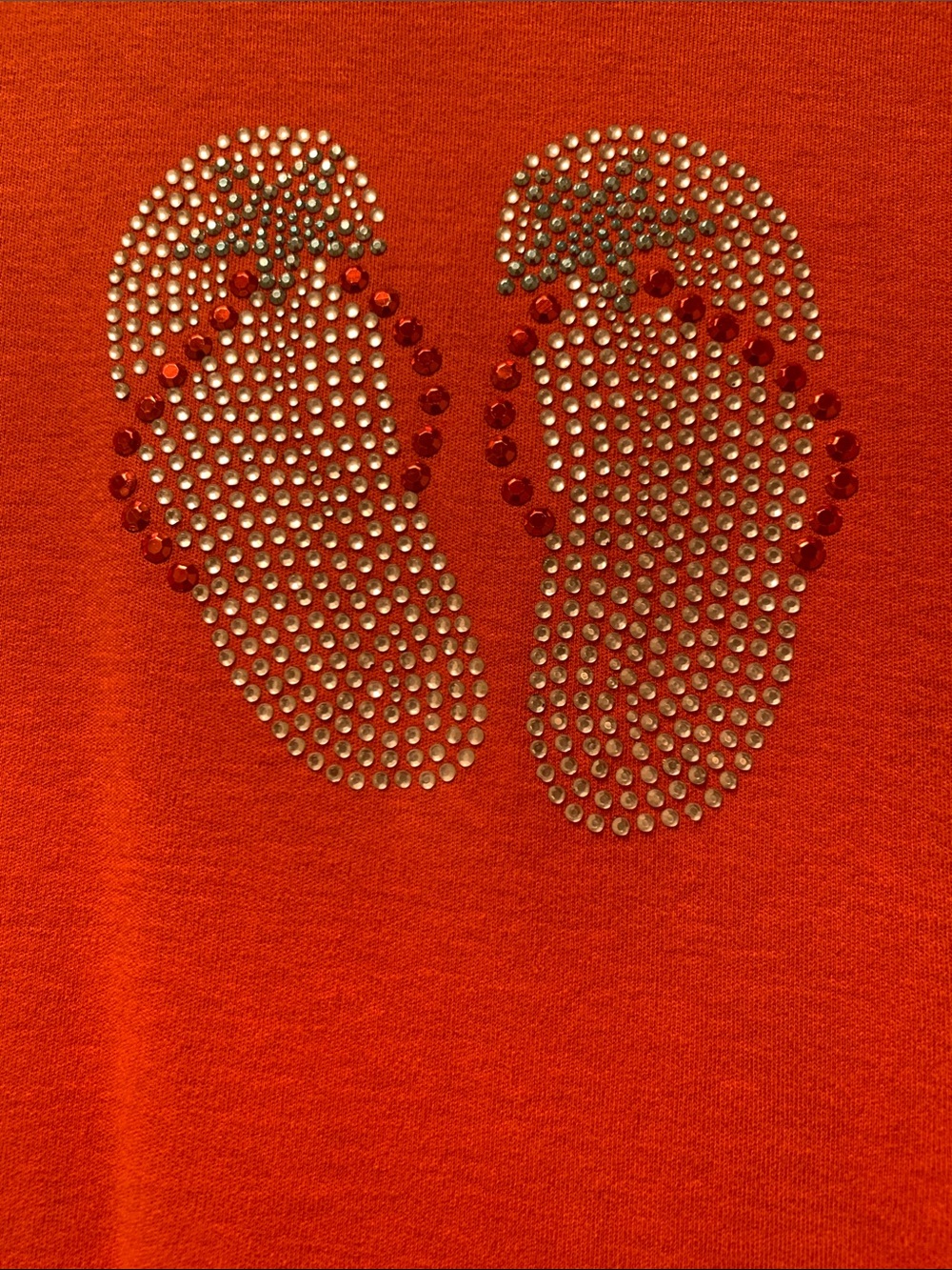 Classic Orange women’s Tee with Rhinestone Flip-Flop Detail
